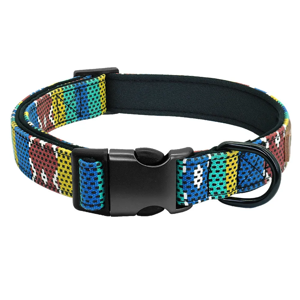 Personalised nylon dog collar in red, available in blue green coffee pink and sizes S M L