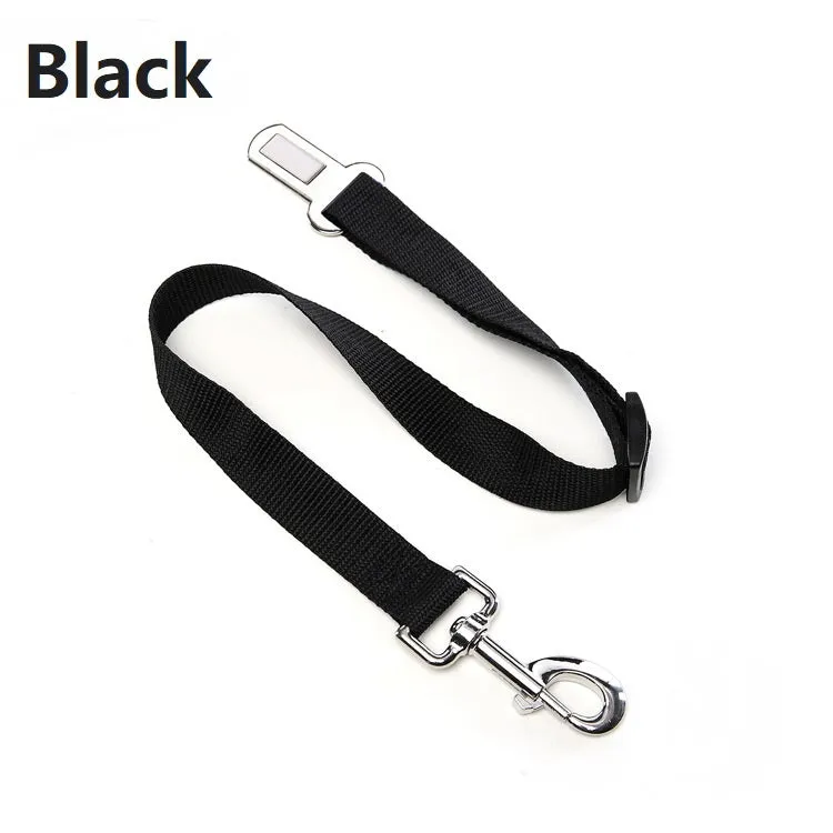 Escape proof cat vest harness in black with reflective trim and car seat belt adapter leash