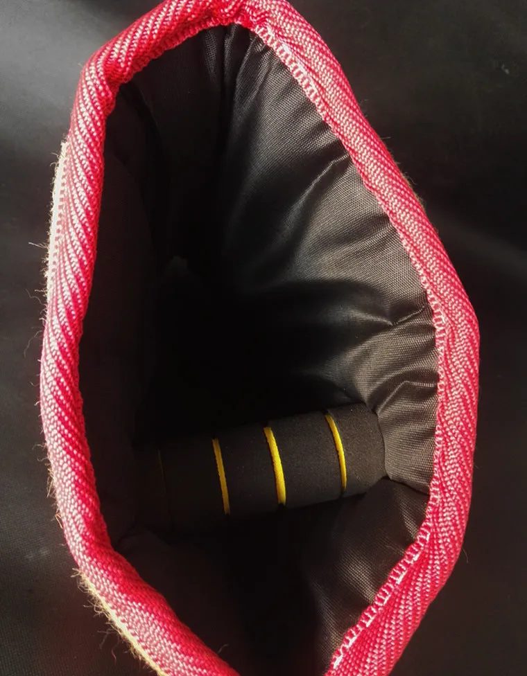 Yellow dog training bite sleeve made of thick linen and cotton felt with external handle, 45x26x13 cm, for medium-sized young dogs