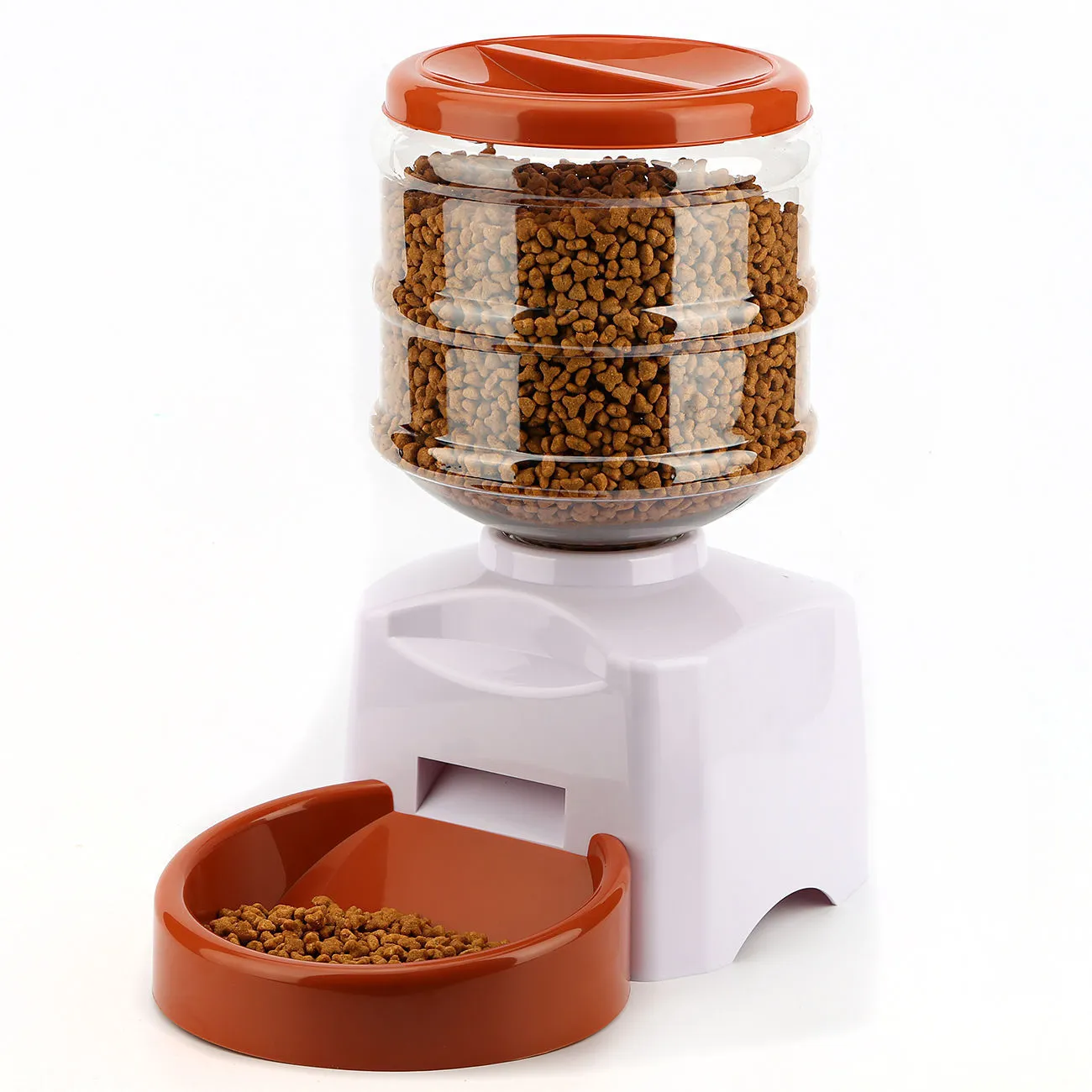 Timing intelligent automatic feeder in black and red plastic with 5.5L capacity and 21cm bowl