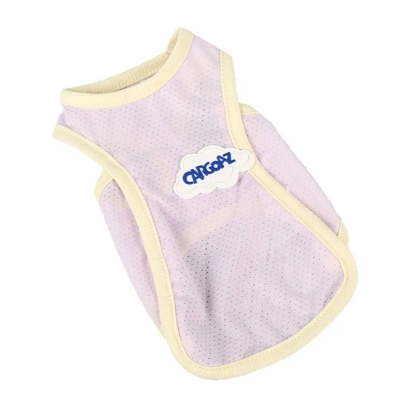 Grass green anti-lint polyester summer vest for a cat on a white background.