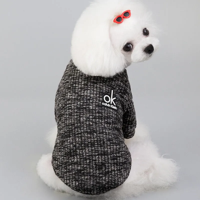 Wool pet sweater for dogs and cats in multiple colours including coffee, wine red, black, and blue