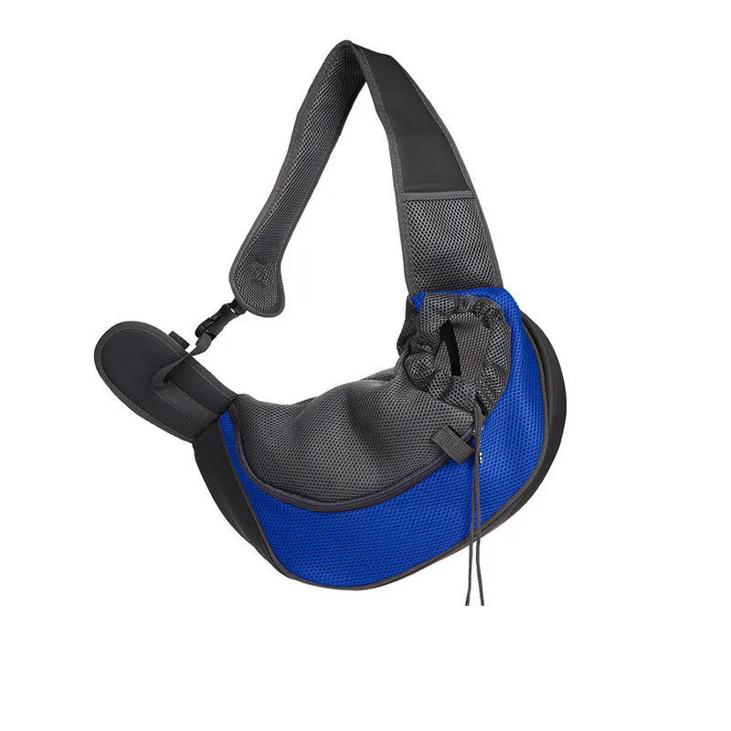 Small dog cat travel bag breathable mesh pet shoulder bag in blue for pets up to 6 kg
