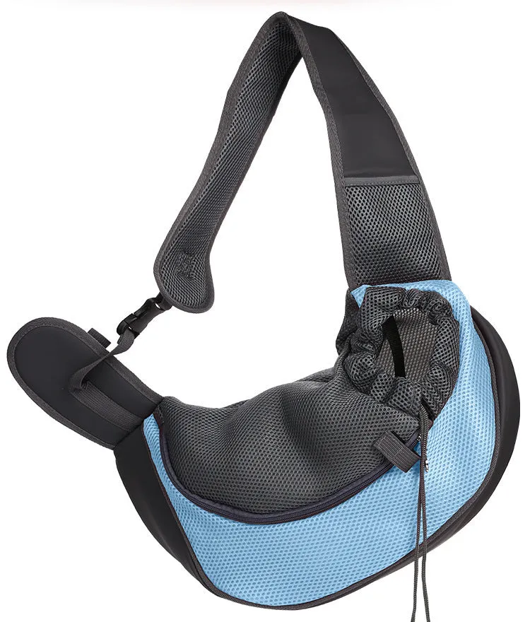 Small dog cat travel bag breathable mesh pet shoulder bag in blue for pets up to 6 kg