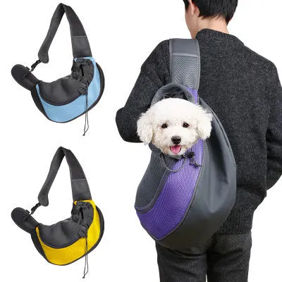 Small dog cat travel bag breathable mesh pet shoulder bag in blue for pets up to 6 kg