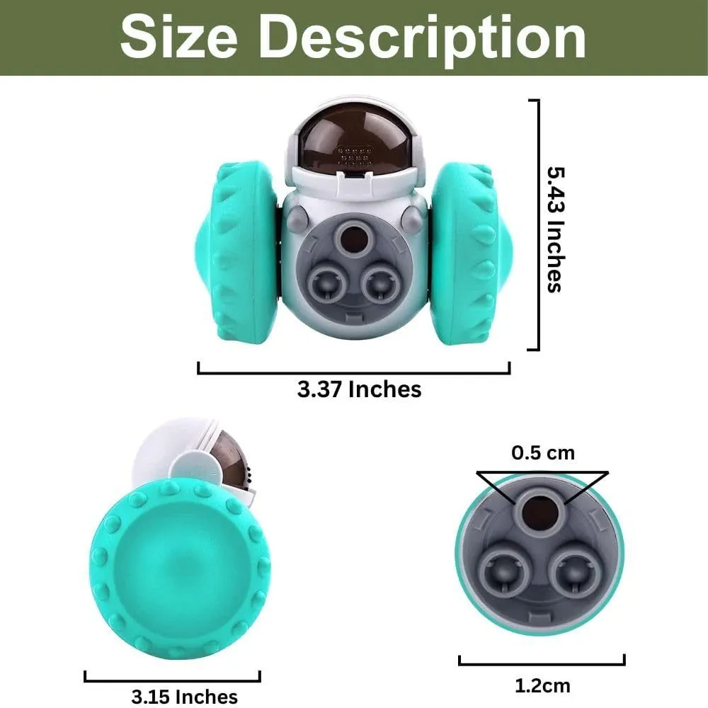 Robot-inspired self-balancing dog treat dispenser toy in various colours for small pets