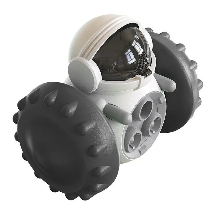 Robot-inspired self-balancing dog treat dispenser toy in various colours for small pets