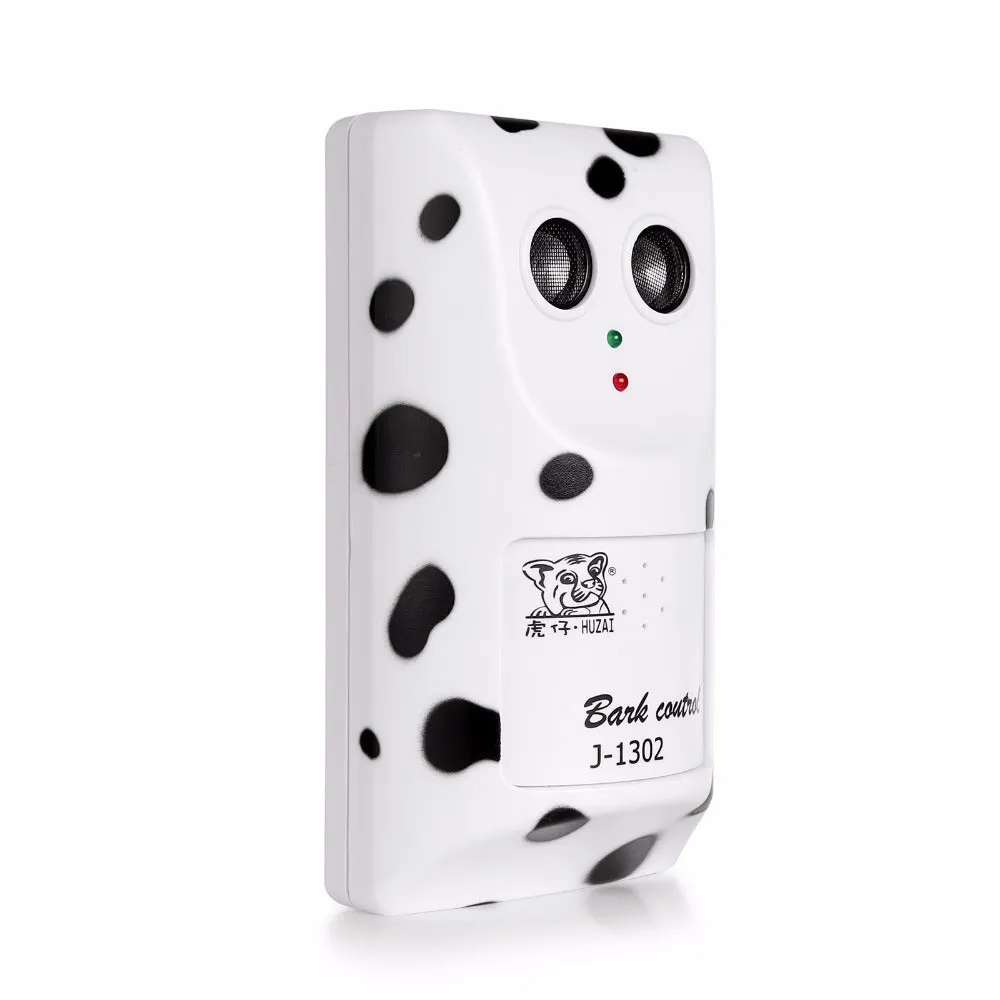 White anti-barking ultrasonic dog repeller mounted on a wall with rotary holder, 7x13x5cm
