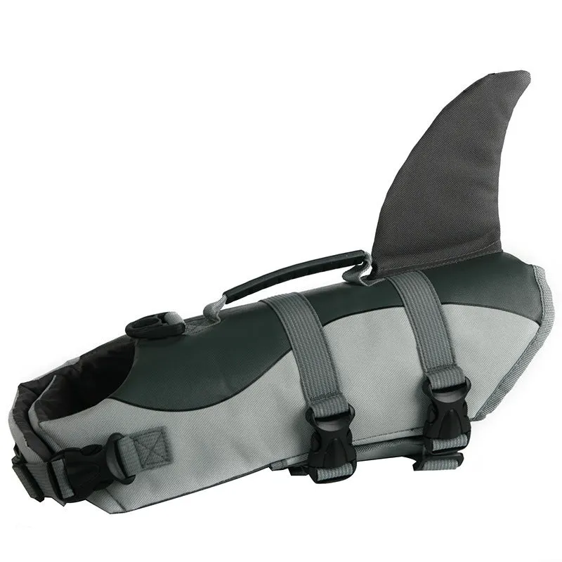 Mermaid shark dog life vest for small and large dogs in polyester with adjustable straps