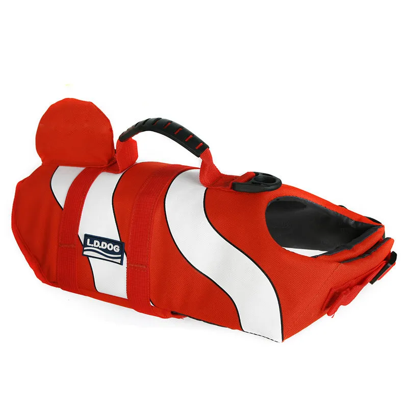 Mermaid shark dog life vest for small and large dogs in polyester with adjustable straps