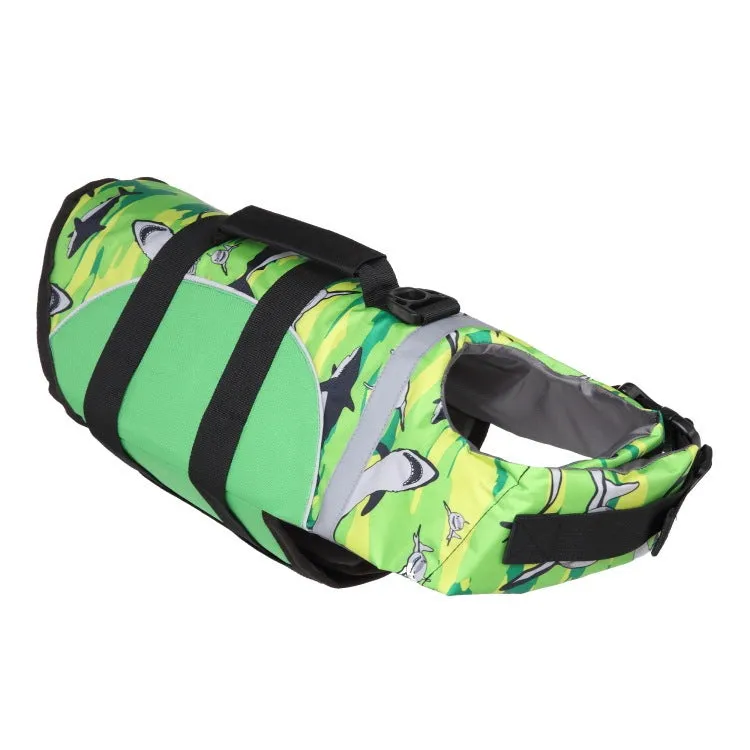 Mermaid shark dog life vest for small and large dogs in polyester with adjustable straps