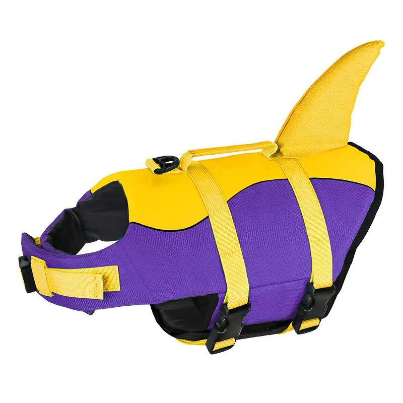 Mermaid shark dog life vest for small and large dogs in polyester with adjustable straps