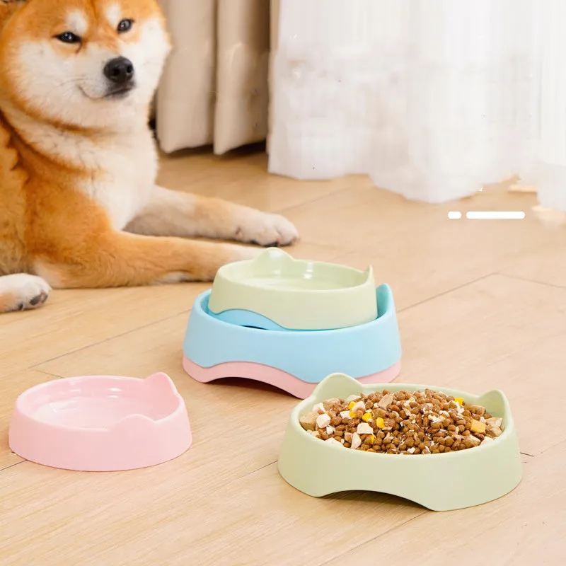 Blue ceramic dog slow feeder bowl with puzzle maze design for small or large breed dogs.