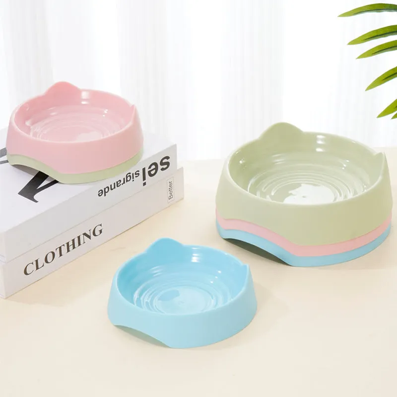 Blue ceramic dog slow feeder bowl with puzzle maze design for small or large breed dogs.