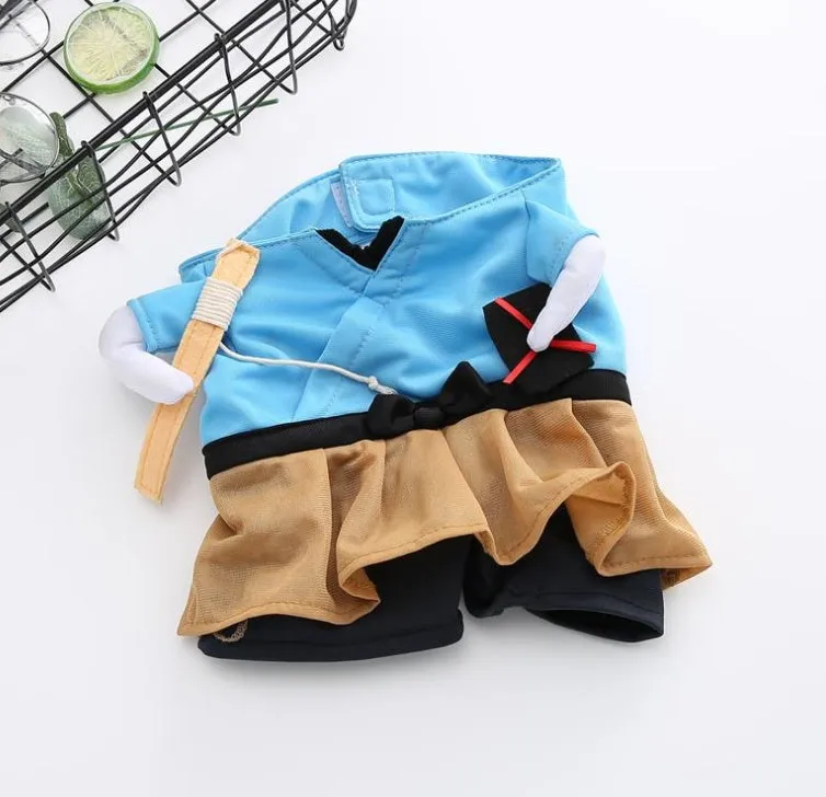 Cat cosplay costume uniform suit in size S M L XL with neck and bust measurements for cats