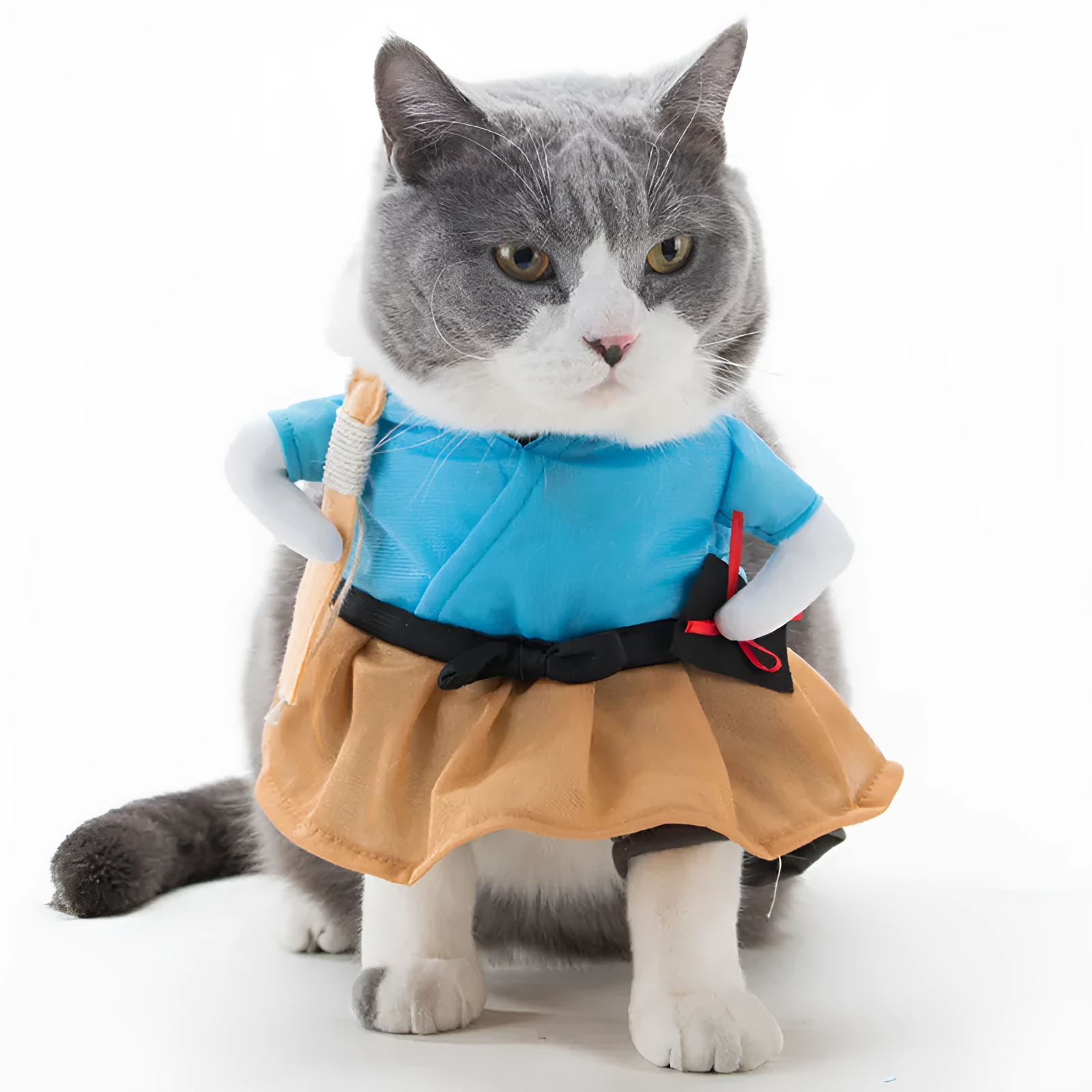 Cat cosplay costume uniform suit in size S M L XL with neck and bust measurements for cats