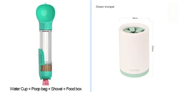 Plastic pet foot washing cup for dogs in green colour for small and large paws
