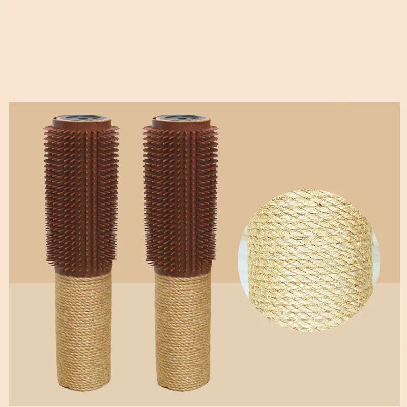 Brown or grey sisal cat scratching post measuring 30cm long