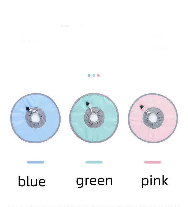 Light blue cloth circle cat collar made of polyester, size M, 17 x 13 x 1 cm