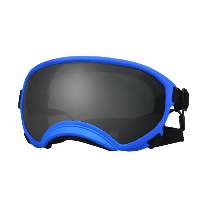 Ski pet dog wind protection goggles with double layer PC anti-fog polarised lens in black frame red film