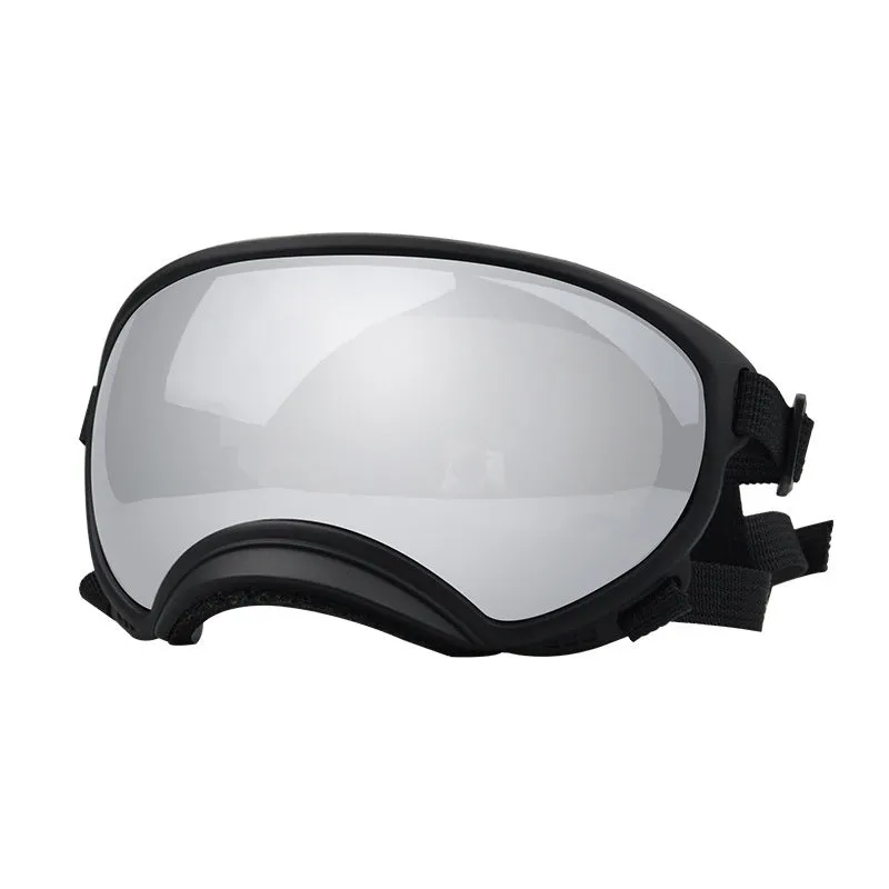 Ski pet dog wind protection goggles with double layer PC anti-fog polarised lens in black frame red film