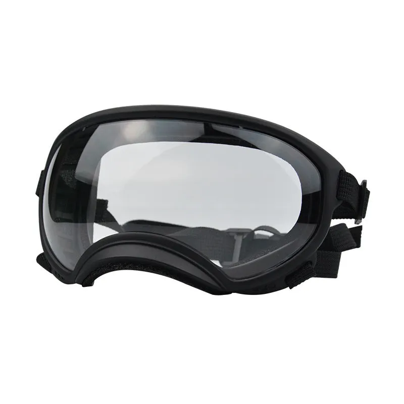 Ski pet dog wind protection goggles with double layer PC anti-fog polarised lens in black frame red film