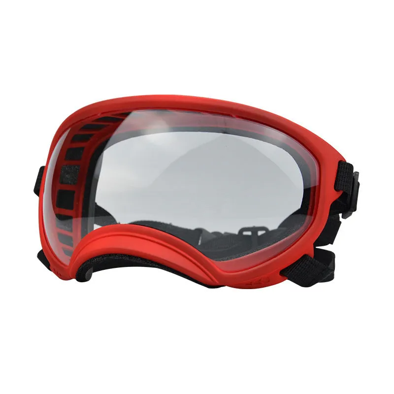 Ski pet dog wind protection goggles with double layer PC anti-fog polarised lens in black frame red film