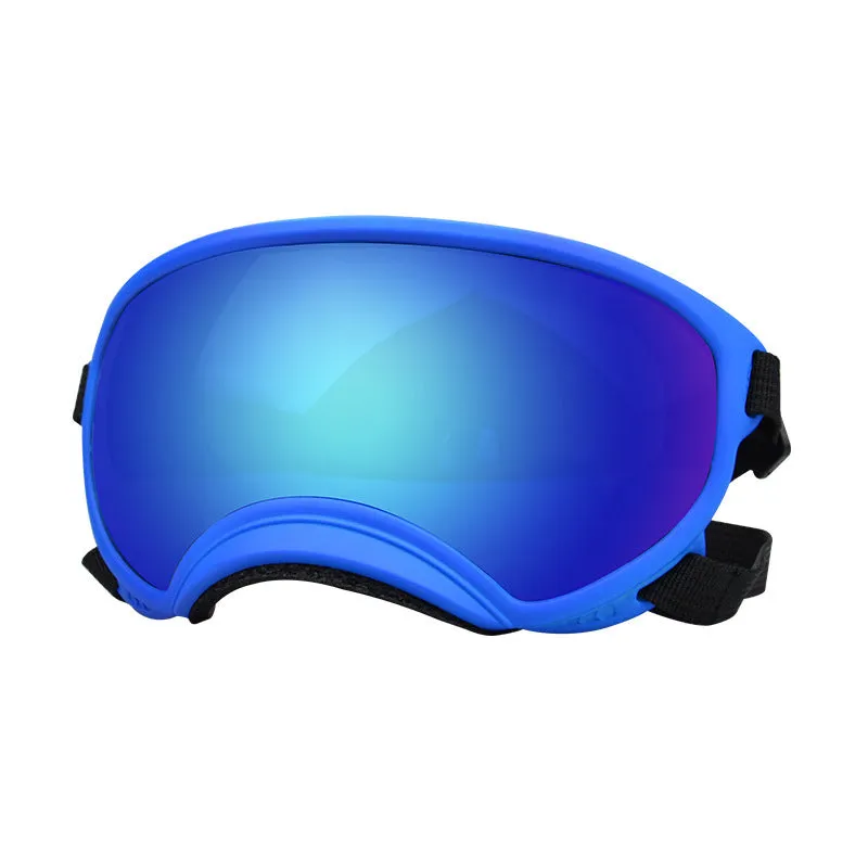Ski pet dog wind protection goggles with double layer PC anti-fog polarised lens in black frame red film