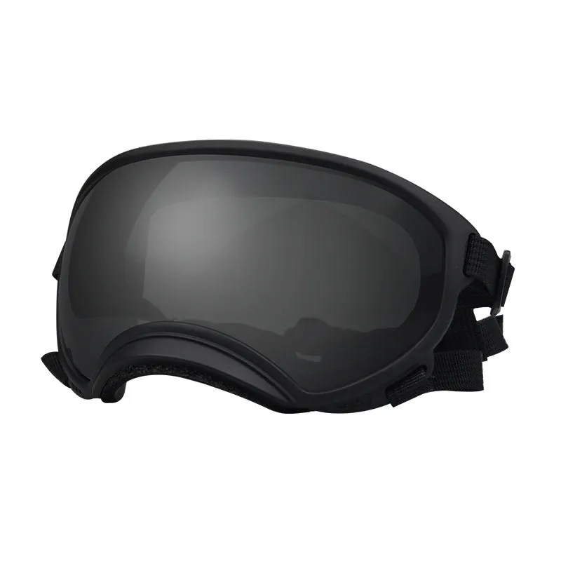 Ski pet dog wind protection goggles with double layer PC anti-fog polarised lens in black frame red film