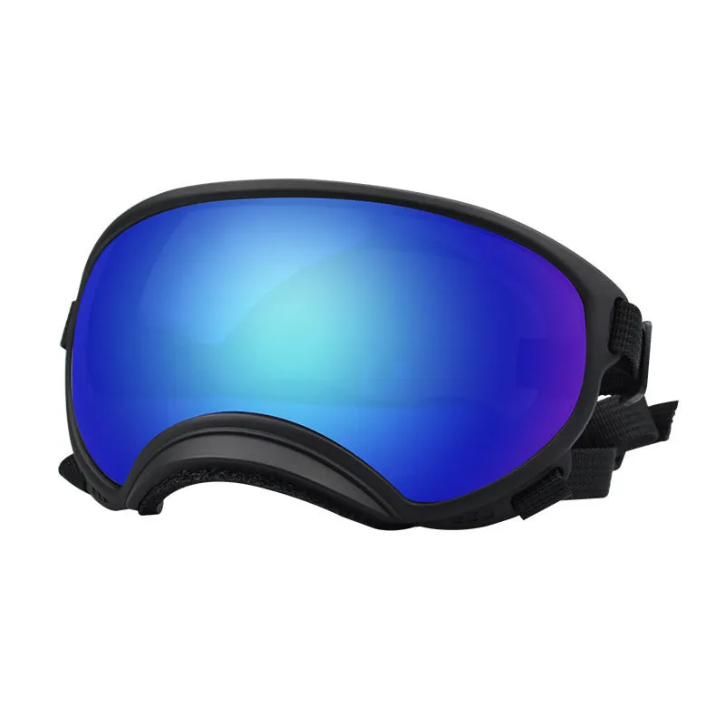 Ski pet dog wind protection goggles with double layer PC anti-fog polarised lens in black frame red film