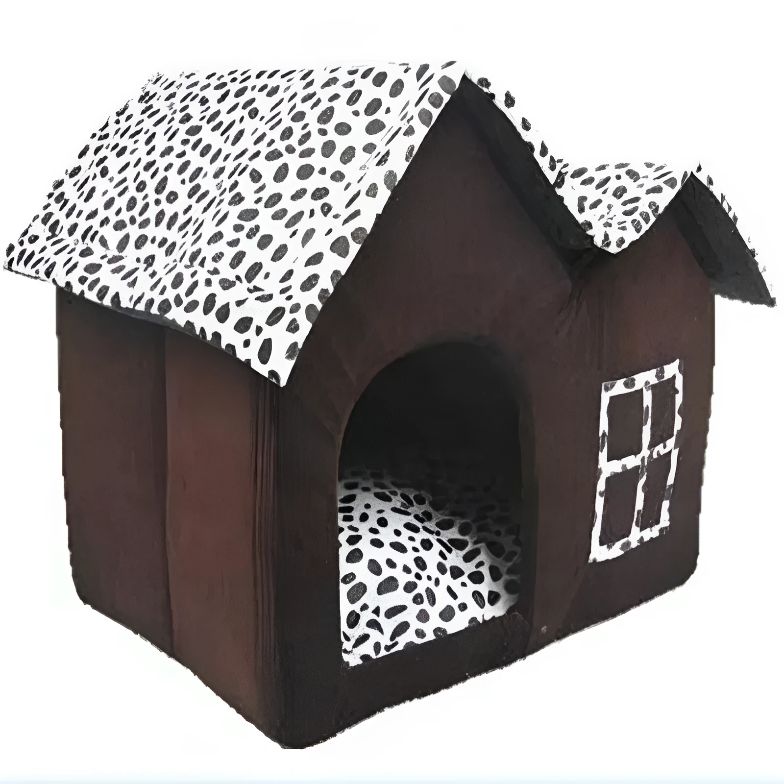 Coffee colour cloth winter pet kennel double roof dog house 55x40x42cm