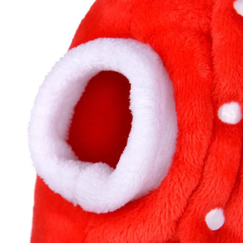 Red pet flannel elk Christmas clothes made from coral fleece, shown on a white background