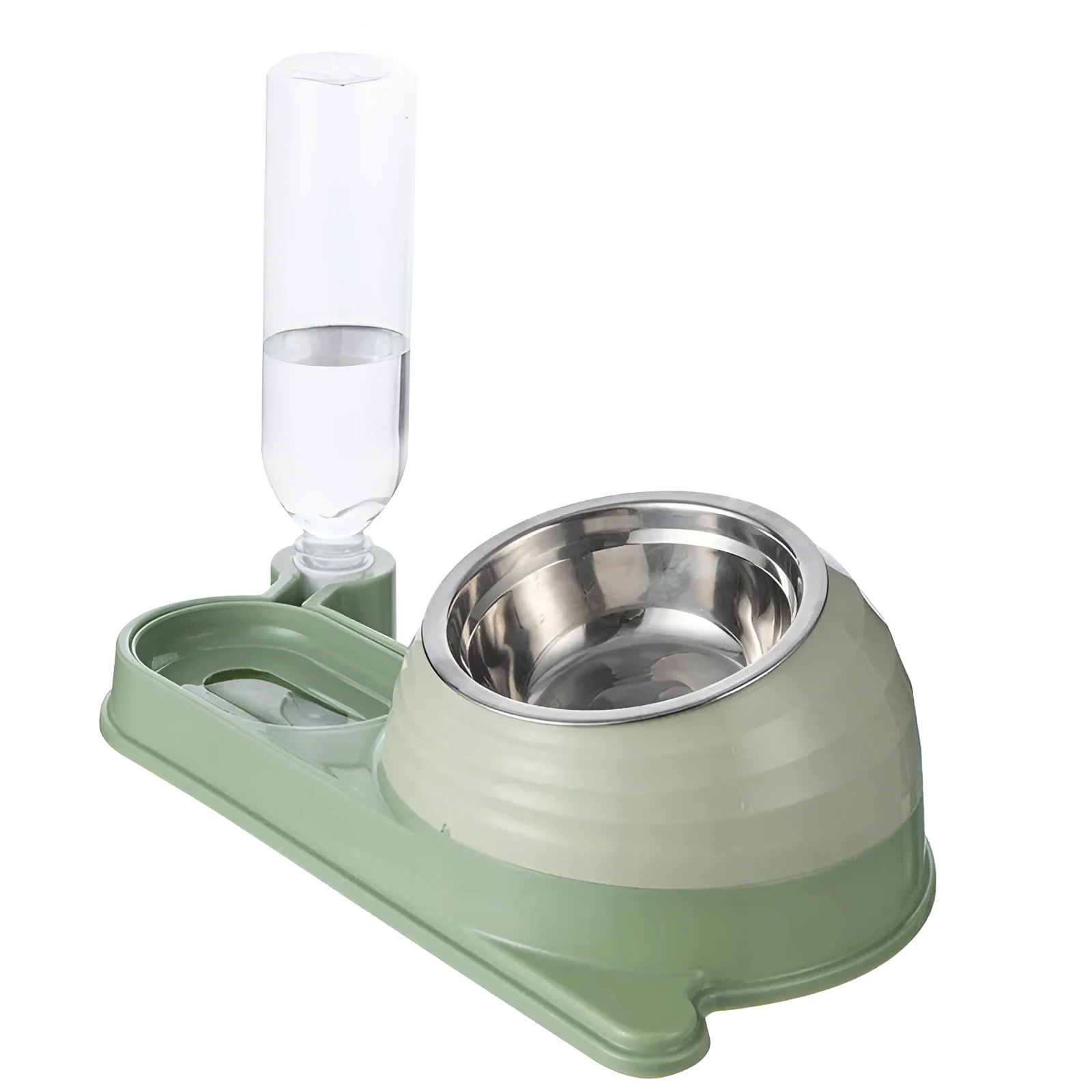 Elevated cat food bowl with automatic water dispenser in food-grade materials