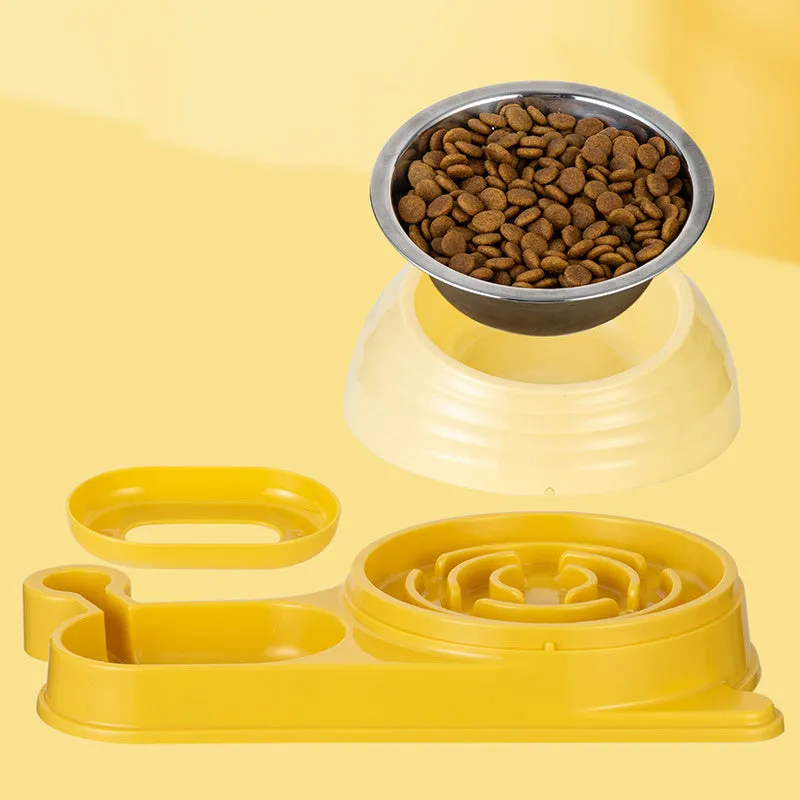 Elevated cat food bowl with automatic water dispenser in food-grade materials