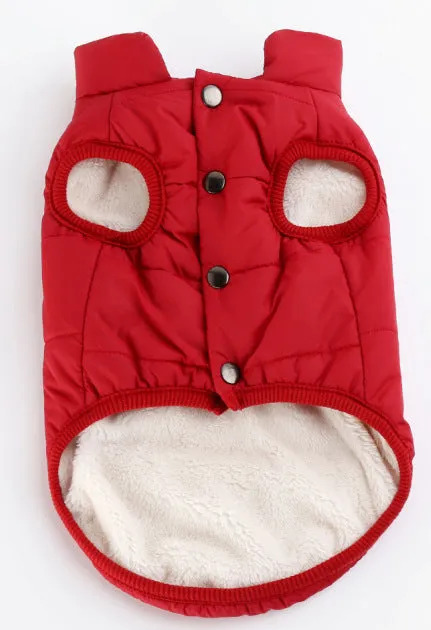 Warm waterproof polyester dog coat in brown with reflective trim for autumn winter outdoor walks