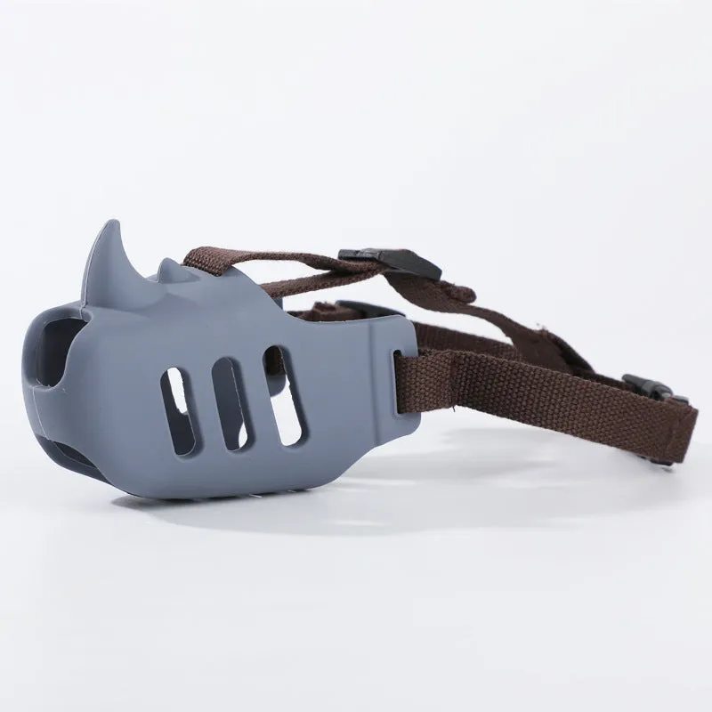 Silicone pet muzzle anti-bite in sky blue for medium and large dogs with breathable air-hole design