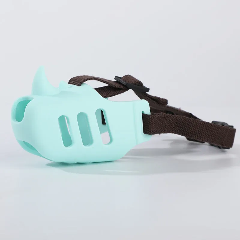 Silicone pet muzzle anti-bite in sky blue for medium and large dogs with breathable air-hole design
