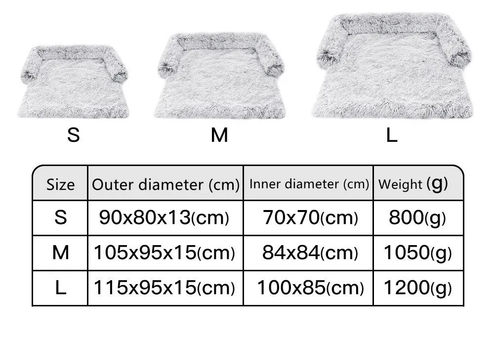 Plush kennel pet bed in grey with PP cotton fill, dual use as sofa bed for dogs and cats