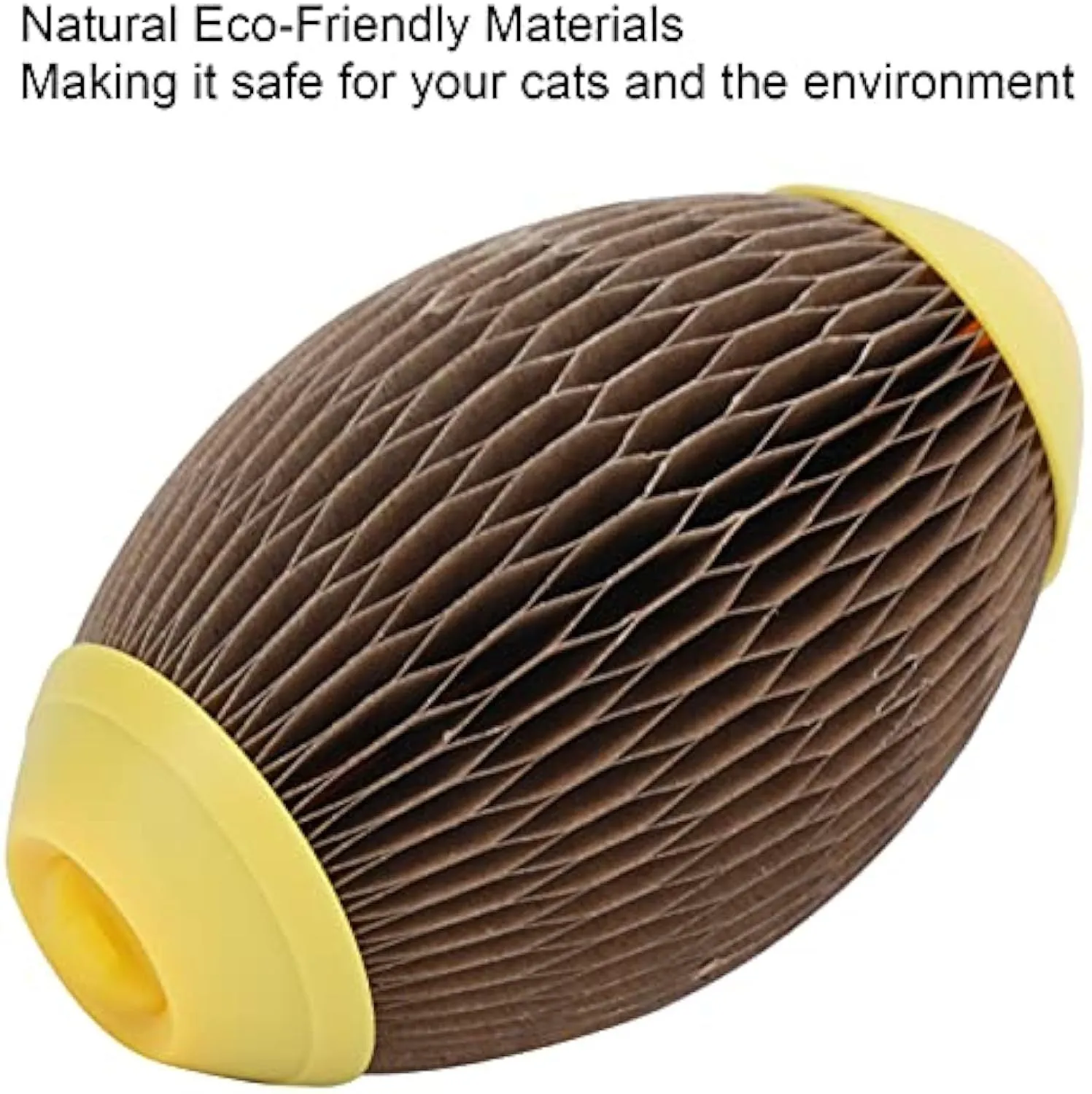 Elliptical corrugated paper catnip ball toy for scratching and play