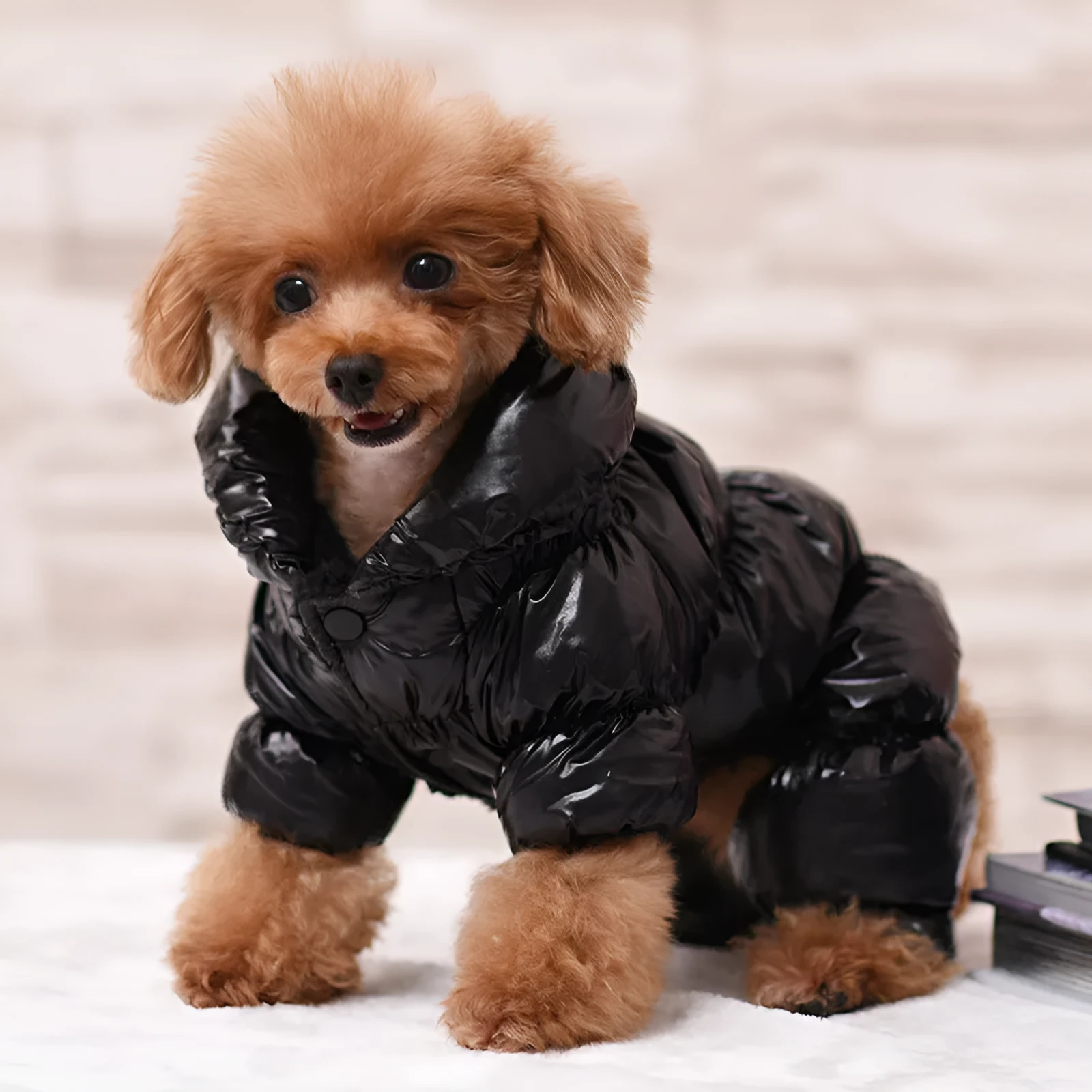 Thicken solid colour warm dog clothes in red, cotton four-legged coat for small to large dogs, size XS to XXL