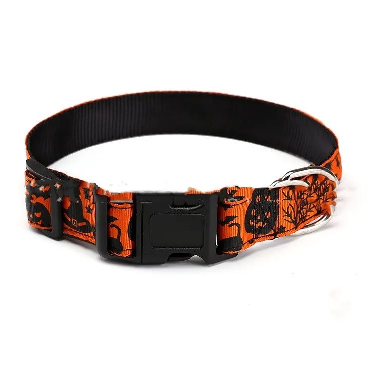Halloween pet collar nylon adjustable 2.5cm wide S to XL sizes Kitten Monster colour