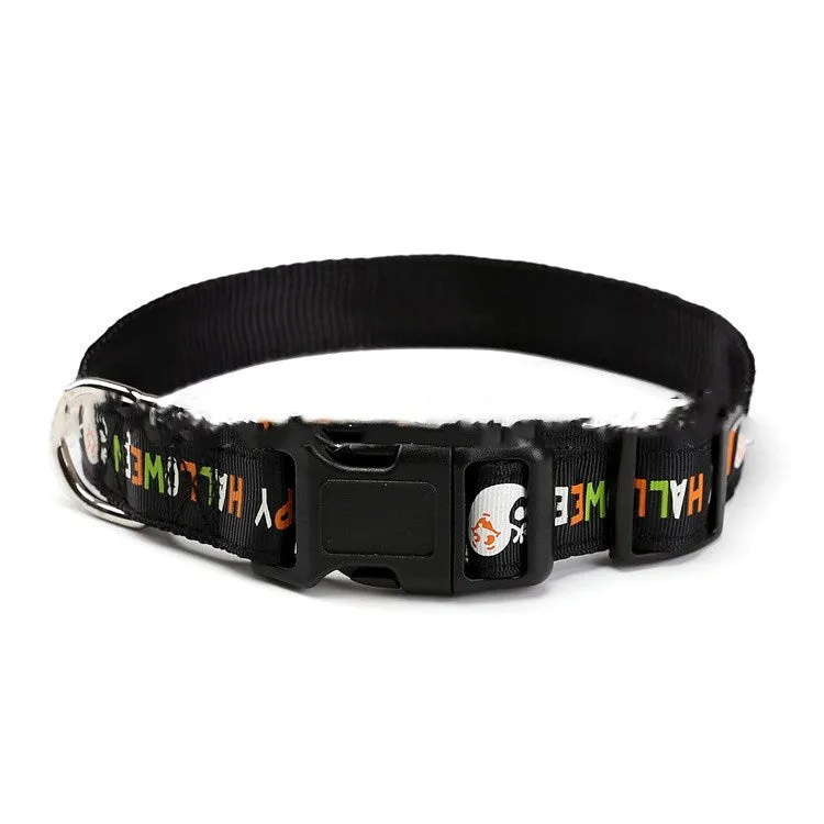 Halloween pet collar nylon adjustable 2.5cm wide S to XL sizes Kitten Monster colour