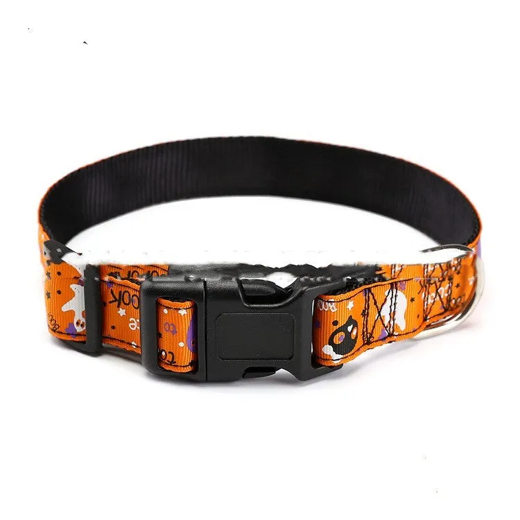 Halloween pet collar nylon adjustable 2.5cm wide S to XL sizes Kitten Monster colour