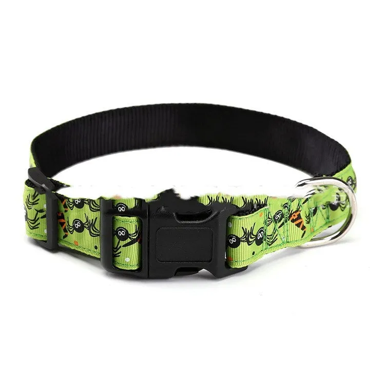Halloween pet collar nylon adjustable 2.5cm wide S to XL sizes Kitten Monster colour