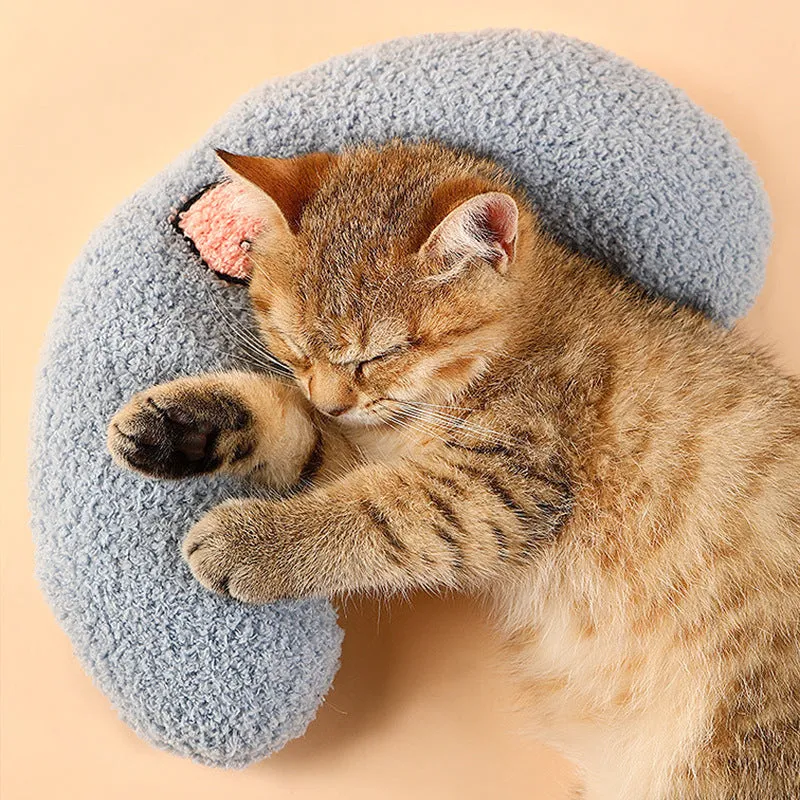 Cotton moon pillow for small dogs and cats in light yellow, white and blue colours