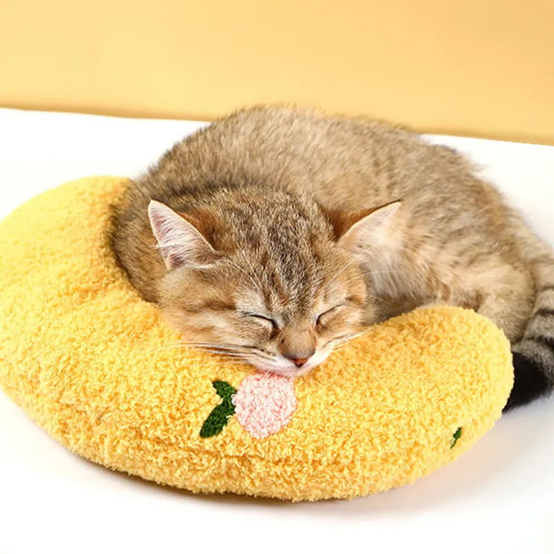 Cotton moon pillow for small dogs and cats in light yellow, white and blue colours