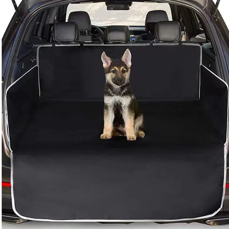 Dog car mat 185x105x38cm cloth cushion in Black with Orange Edge Style for trunk or rear seat protection
