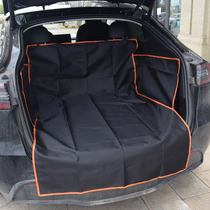 Dog car mat 185x105x38cm cloth cushion in Black with Orange Edge Style for trunk or rear seat protection