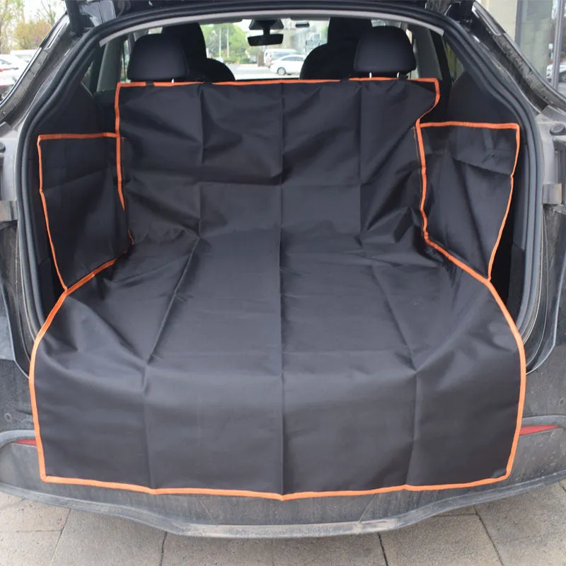 Dog car mat 185x105x38cm cloth cushion in Black with Orange Edge Style for trunk or rear seat protection