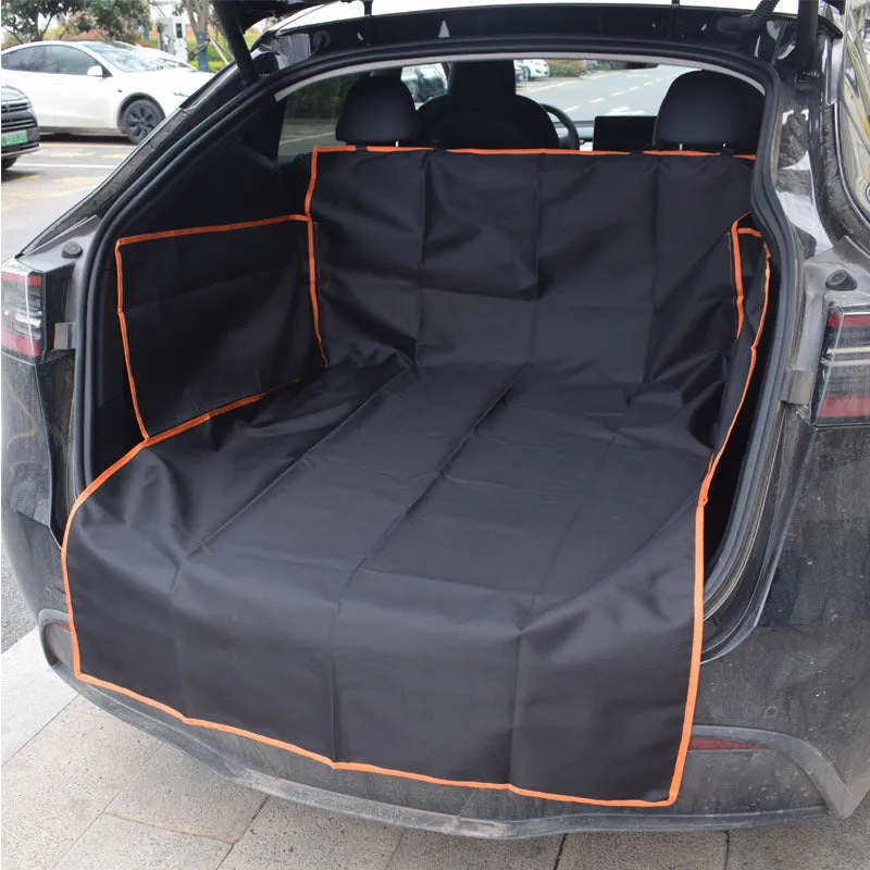 Dog car mat 185x105x38cm cloth cushion in Black with Orange Edge Style for trunk or rear seat protection